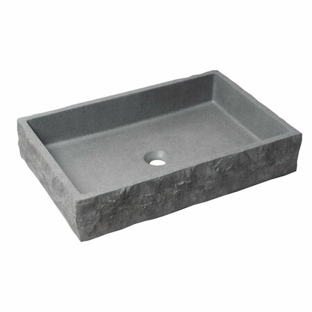 ALFI BRAND 24 inch Solid Concrete Chiseled Style Rectangular Above Mount Vessel Sink ABCO24R
